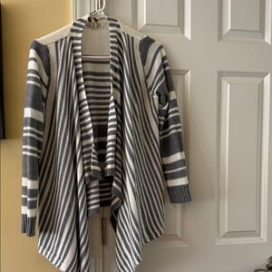 Pink Rose Gray and Cream Striped Cardigan